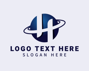 Telecommunication - Globe Planet Orbit Letter H logo design