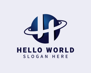 Globe Planet Orbit Letter H logo design