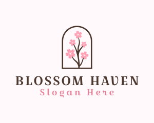 Sakura Flower Branch logo design