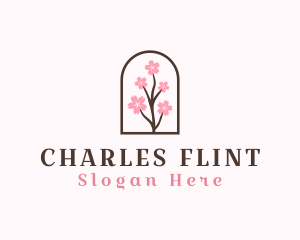 Floral - Sakura Flower Branch logo design