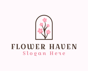 Sakura Flower Branch logo design