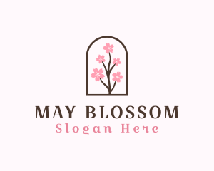 Sakura Flower Branch logo design