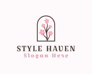 Cherry Blossom - Sakura Flower Branch logo design