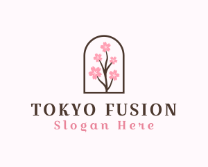 Sakura Flower Branch logo design