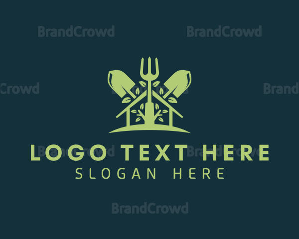 Plant Garden Shovel Rake Logo