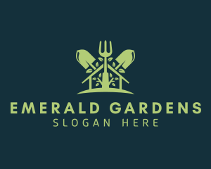 Plant Garden Shovel Rake logo design