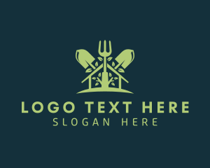 Planting - Plant Garden Shovel Rake logo design