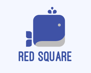 Blue Square Whale logo design