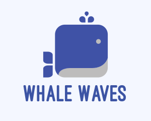 Blue Square Whale logo design