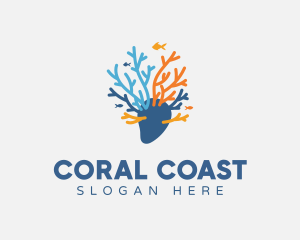 Coral - Sea Marine Coral logo design