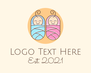 Baby Shower - Twin Babies Boy Girl logo design