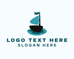 Ship - Ocean Water Sailboat logo design