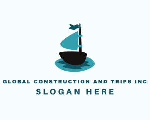 Travel - Ocean Water Sailboat logo design