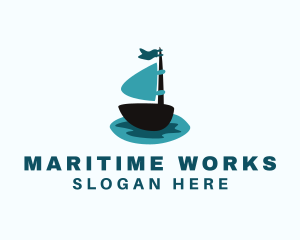 Ocean Water Sailboat logo design