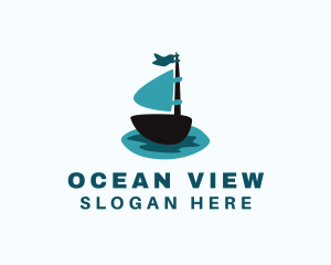 Ocean Water Sailboat logo design