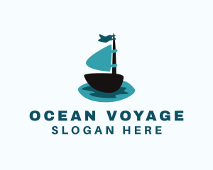 Ocean Water Sailboat logo design