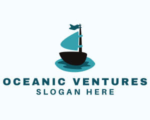 Ocean Water Sailboat logo design