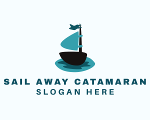 Ocean Water Sailboat logo design