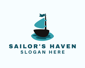 Ocean Water Sailboat logo design