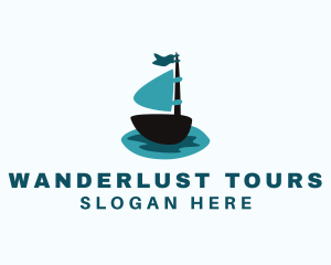 Ocean Water Sailboat logo design