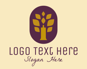 Rolling Pin - Candle Tree Leaves logo design
