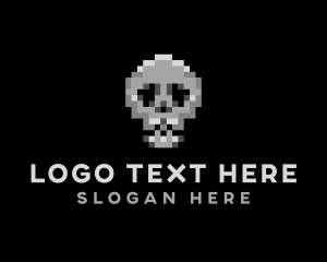 Video Gamer - Pixel Gaming Skull logo design