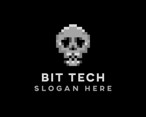 Pixel Gaming Skull logo design