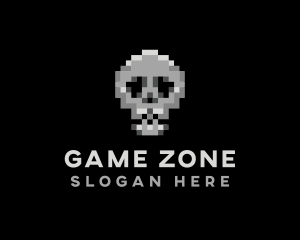 Pixel Gaming Skull logo design