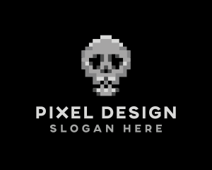 Pixel Gaming Skull logo design