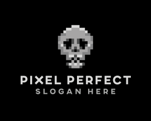 Pixel Gaming Skull logo design