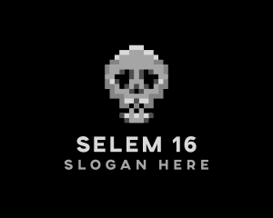Pixel Gaming Skull logo design
