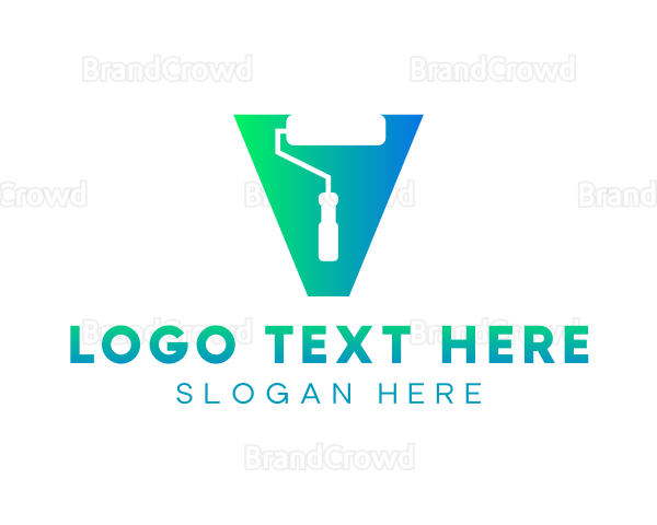 Paint Roller Letter V Logo