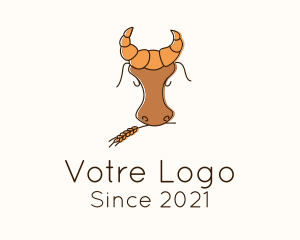 Croissant - Croissant Cow Wheat logo design