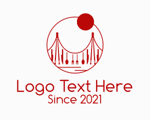 Cuisine - Red Cutlery Bridge logo design
