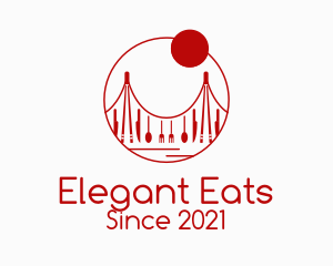 Dinnerware - Red Cutlery Bridge logo design