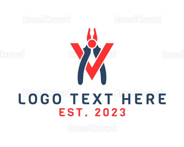 Modern Pliers Letter V Logo
