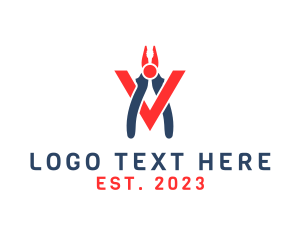 Equipment - Modern Pliers Letter V logo design