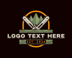 Woods - Chainsaw Pine Woodcutter logo design