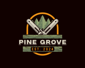 Chainsaw Pine Woodcutter logo design