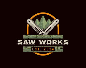 Chainsaw Pine Woodcutter logo design