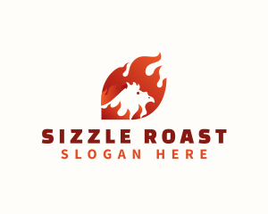 Roast - Roasted Chicken Flame logo design