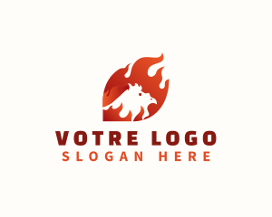 Hot - Roasted Chicken Flame logo design