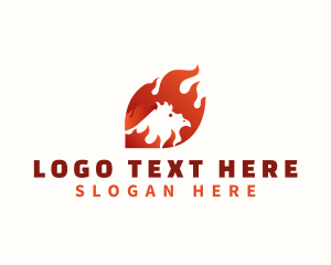 Rooster - Roasted Chicken Flame logo design