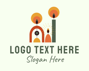 Worship - Colorful Candle Flame logo design