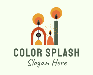 Colorful Candle Flame logo design