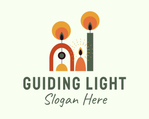 Colorful Candle Flame logo design