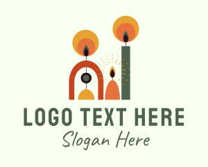 Lenten - Colorful Candle Flame logo design