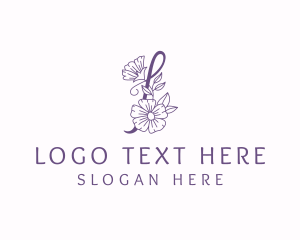 Purple - Floral Garden Letter P logo design