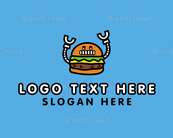 Robot Burger Snack Logo