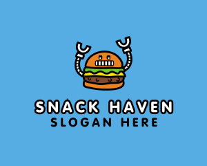 Robot Burger Snack logo design